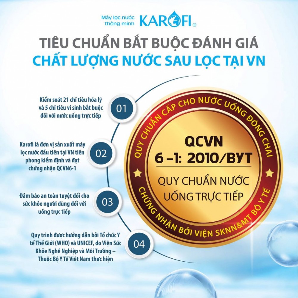 Karofi thiết bị lọc nước đạt chuẩn kỹ thuật quốc gia